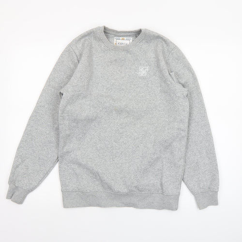 SikSilk Men’s Grey Crew Neck Pullover Sweatshirt XS