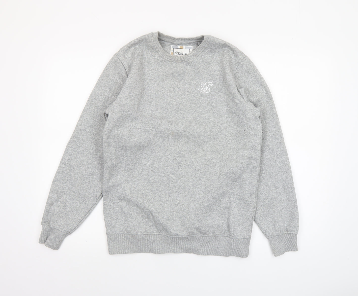 SikSilk Men’s Grey Crew Neck Pullover Sweatshirt XS