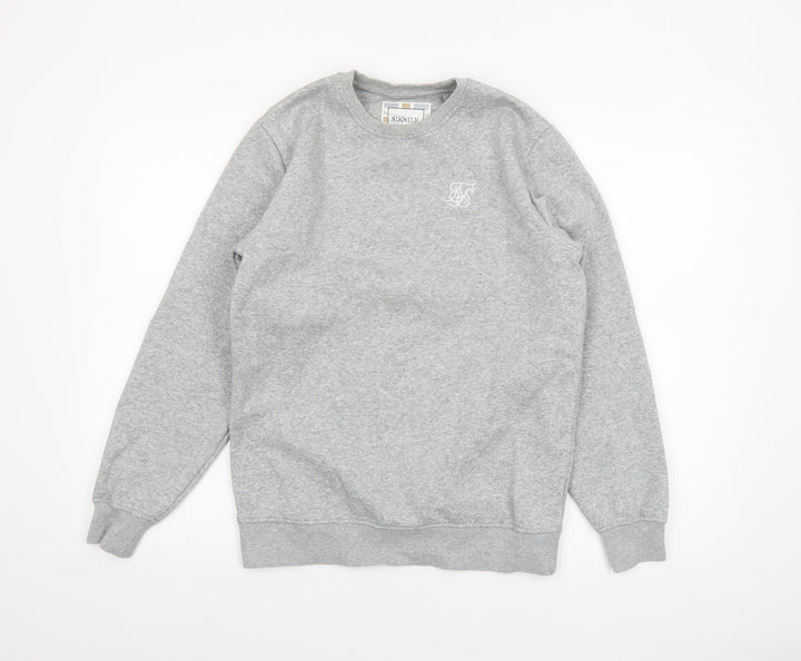 SikSilk Men’s Grey Crew Neck Pullover Sweatshirt XS