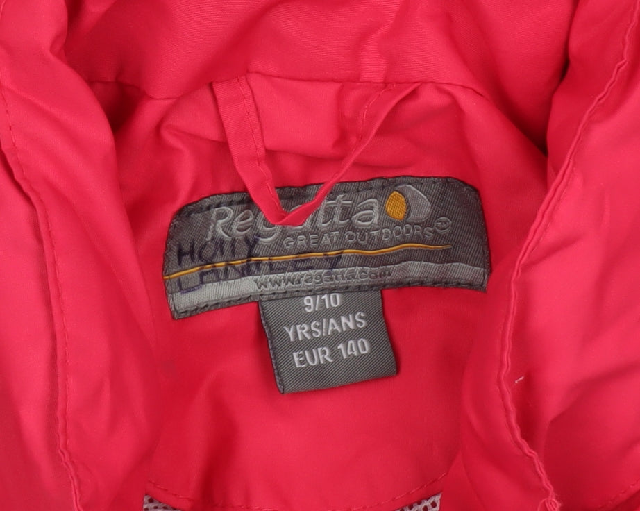 Regatta Girls Pink Waterproof Hooded Rain Coat Jacket 9-10 Years