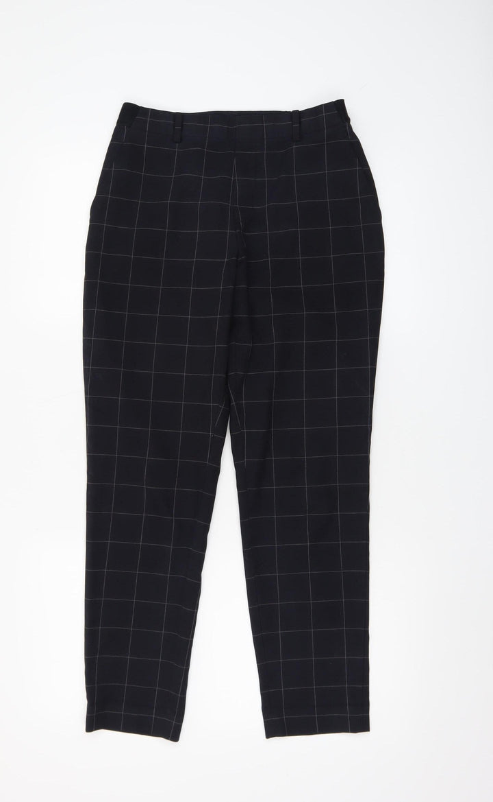 Uniqlo Women's Black Check Slim Tapered Work Trousers Size S