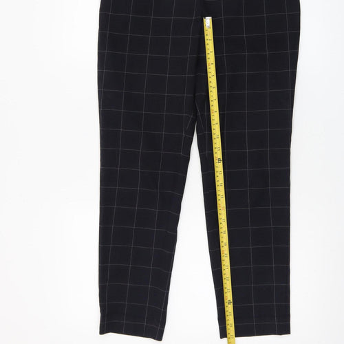 Uniqlo Women's Black Check Slim Tapered Work Trousers Size S