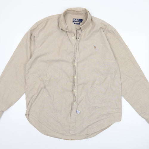 Polo Ralph Lauren Men's Beige Cotton Button-Up Shirt XL