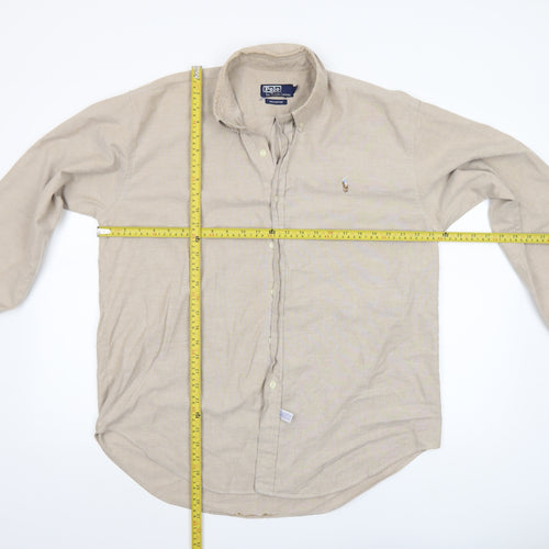 Polo Ralph Lauren Men's Beige Cotton Button-Up Shirt XL