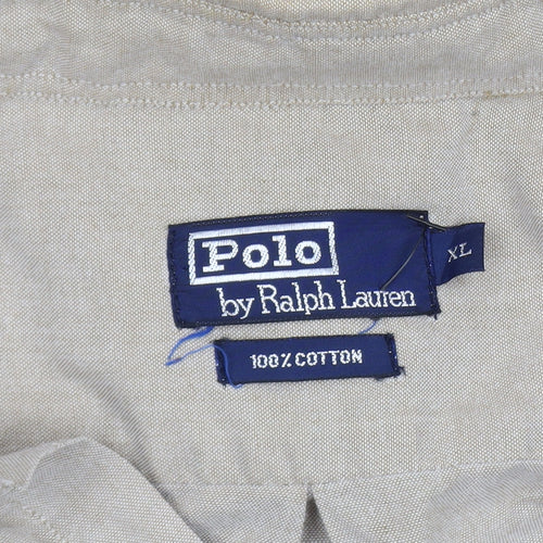 Polo Ralph Lauren Men's Beige Cotton Button-Up Shirt XL