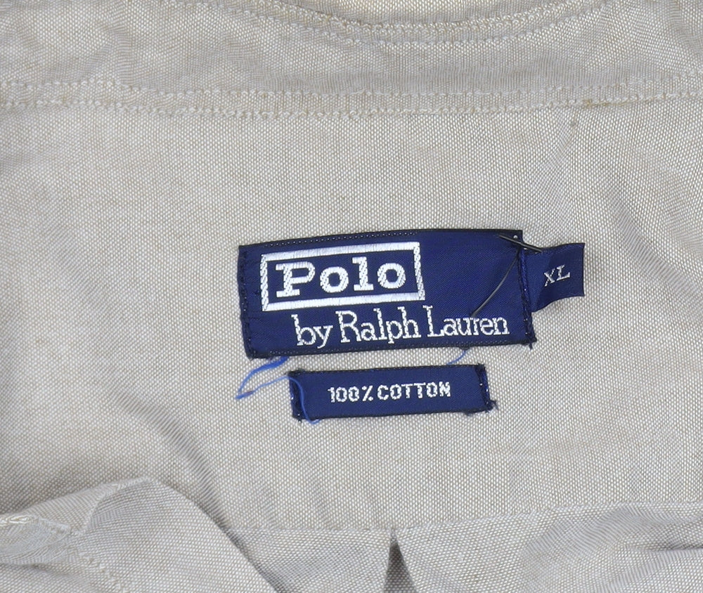Polo Ralph Lauren Men's Beige Cotton Button-Up Shirt XL