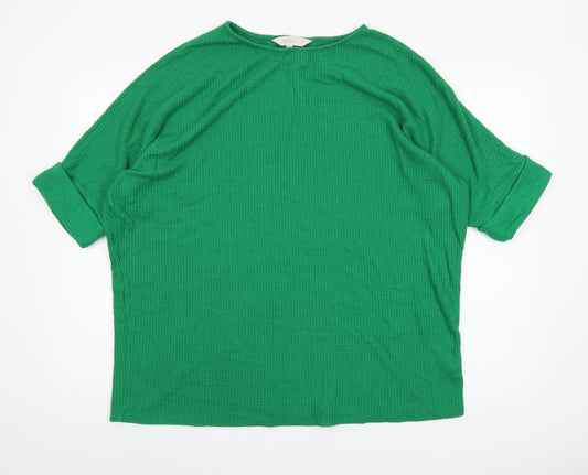 Apricot Women Green Size 14 Relaxed Knit Short Sleeve T-Shirt
