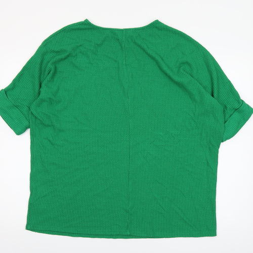 Apricot Women Green Size 14 Relaxed Knit Short Sleeve T-Shirt