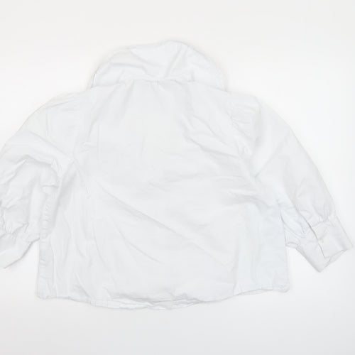 Pull & Bear Women's White Cotton Collared Cropped Blouse L