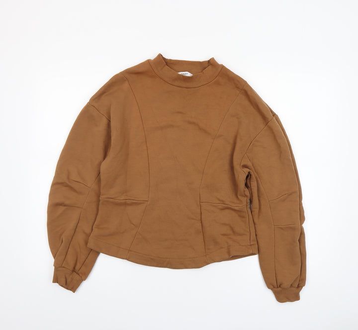 ONLY Women Brown Long Sleeve Basic Crew Neck Top M