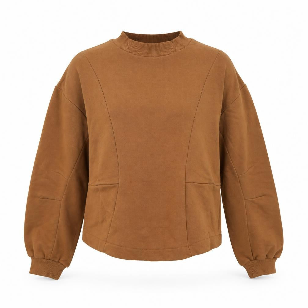 Only Women Brown Long Sleeve Basic Crew Neck Top M