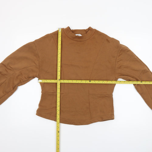 ONLY Women Brown Long Sleeve Basic Crew Neck Top M