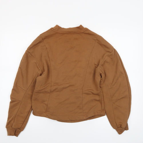 ONLY Women Brown Long Sleeve Basic Crew Neck Top M