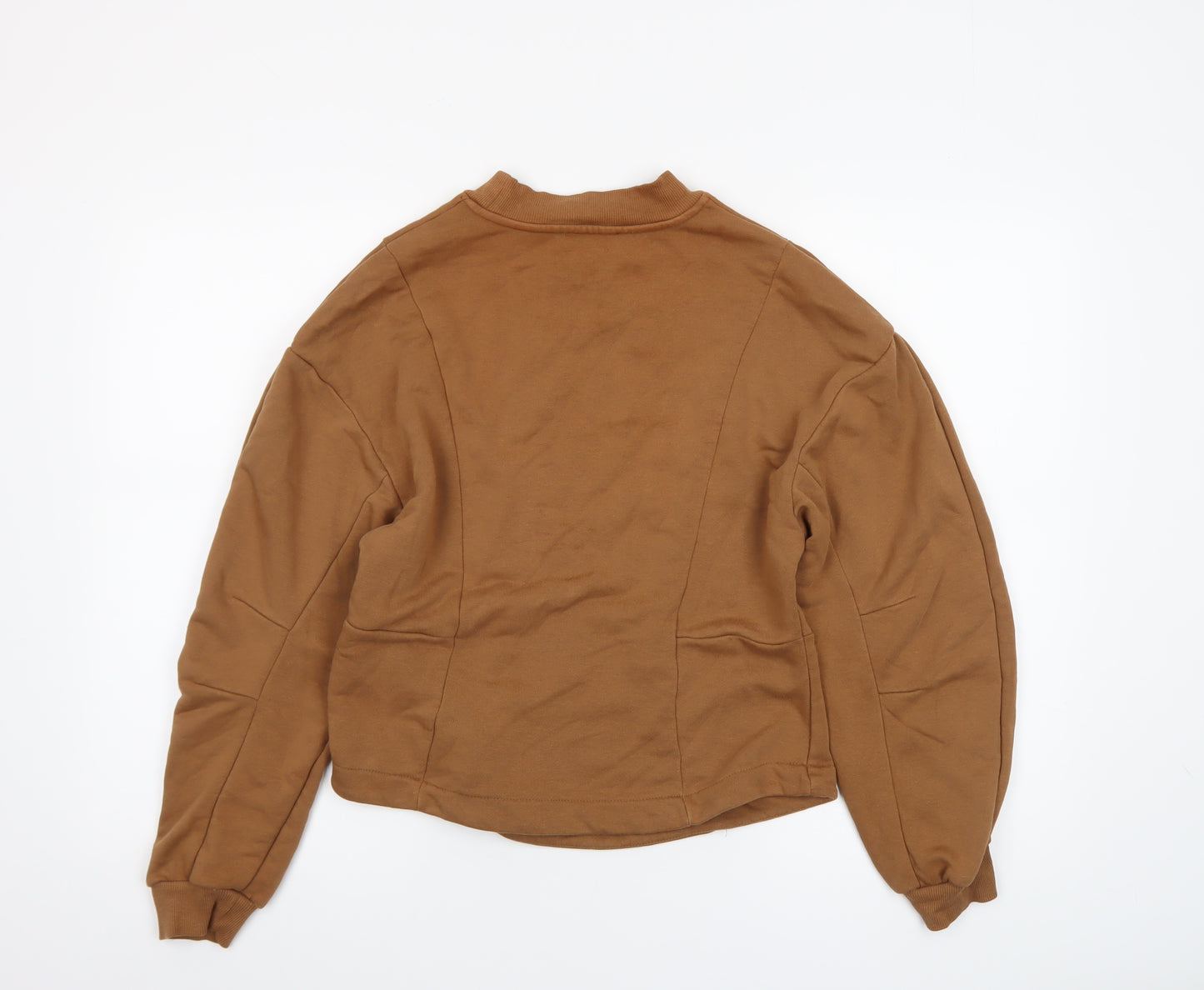 ONLY Women Brown Long Sleeve Basic Crew Neck Top M