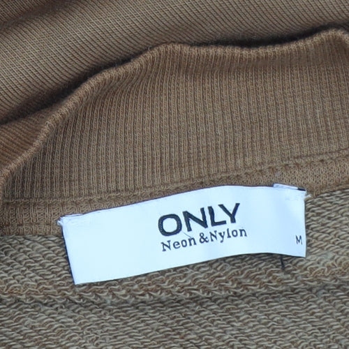 ONLY Women Brown Long Sleeve Basic Crew Neck Top M