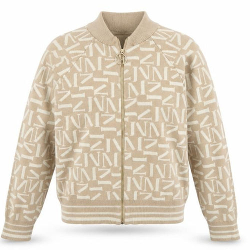 Mohito Women's Beige XS Full Zip Knit Jumper with Logo Design