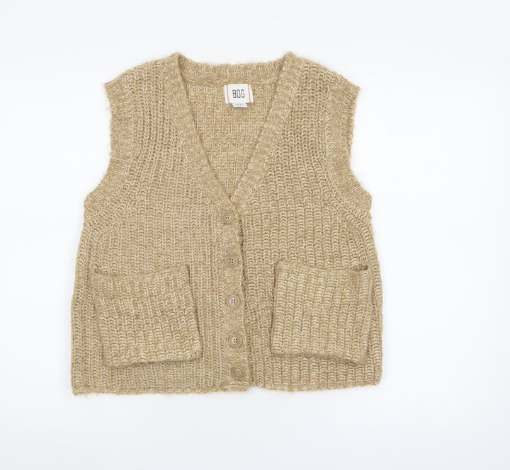 BDG Women's Beige Knit Sleeveless Cardigan Vest Size S