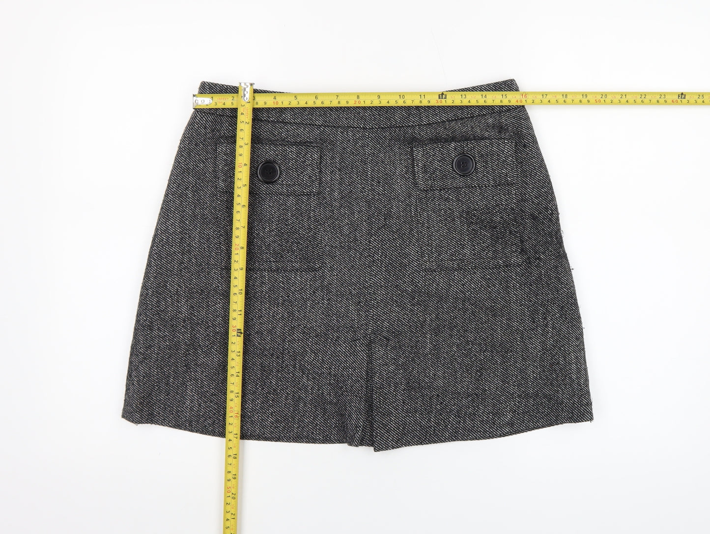 Next Women Grey Tweed Short Pencil Skirt Size 12 Workwear