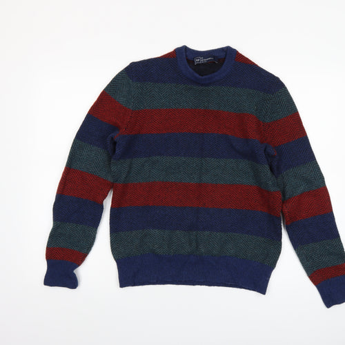 GAP Men's Multicoloured Striped Lambswool Jumper XS