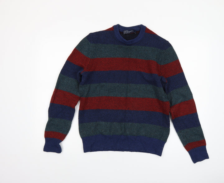 GAP Men's Multicoloured Striped Lambswool Jumper XS
