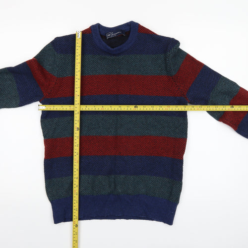 GAP Men's Multicoloured Striped Lambswool Jumper XS