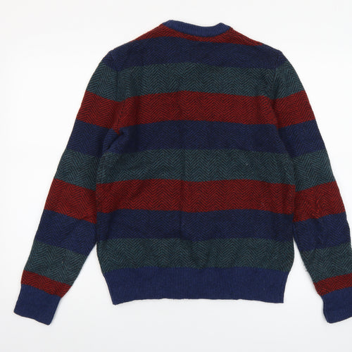 GAP Men's Multicoloured Striped Lambswool Jumper XS