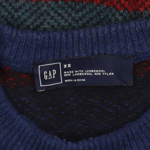 GAP Men's Multicoloured Striped Lambswool Jumper XS