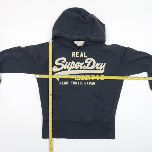 Superdry Womens Navy Pullover Hoodie Small Cotton Logo Casual