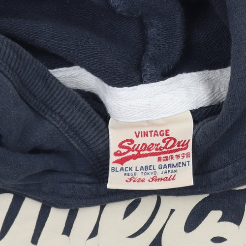 Superdry Womens Navy Pullover Hoodie Small Cotton Logo Casual