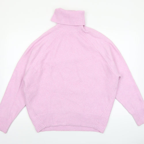 MNG Women's Pink Roll Neck Relaxed Knit Jumper Size M