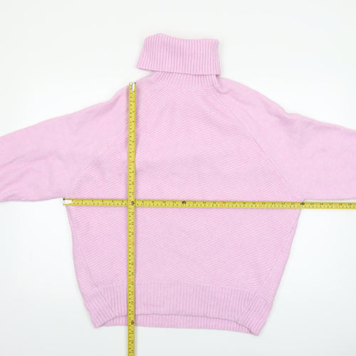 MNG Women's Pink Roll Neck Relaxed Knit Jumper Size M