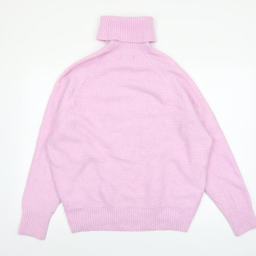 MNG Women's Pink Roll Neck Relaxed Knit Jumper Size M