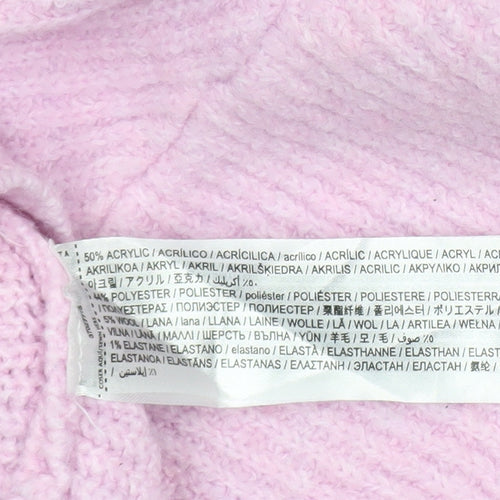 MNG Women's Pink Roll Neck Relaxed Knit Jumper Size M
