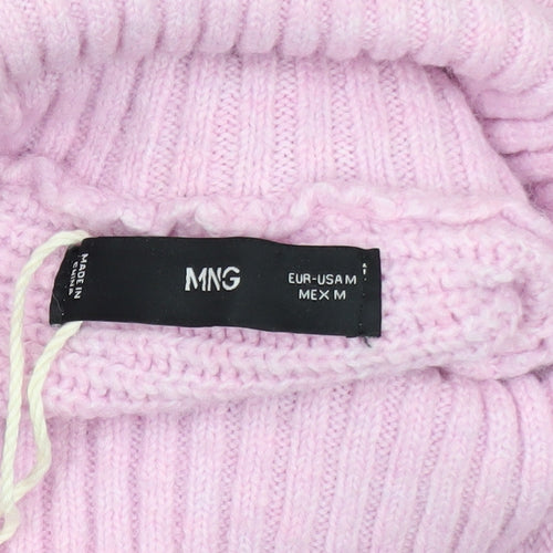 MNG Women's Pink Roll Neck Relaxed Knit Jumper Size M