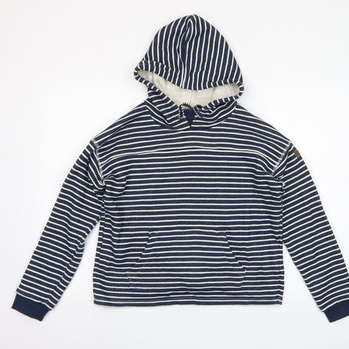 Roxy Womens Blue Striped Pullover Hoodie XS Cotton Blend