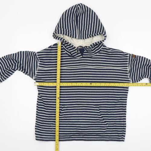 Roxy Womens Blue Striped Pullover Hoodie XS Cotton Blend