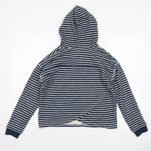 Roxy Womens Blue Striped Pullover Hoodie XS Cotton Blend