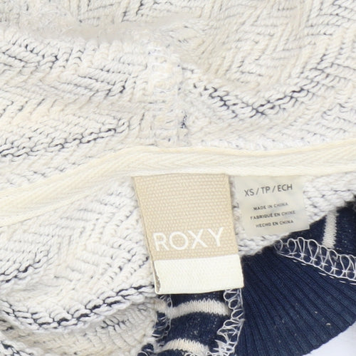 Roxy Womens Blue Striped Pullover Hoodie XS Cotton Blend