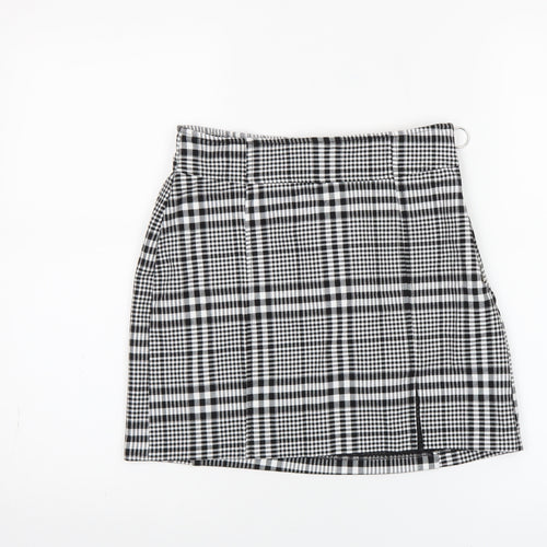 Bershka Women Black Check A-Line Short Skirt Size M