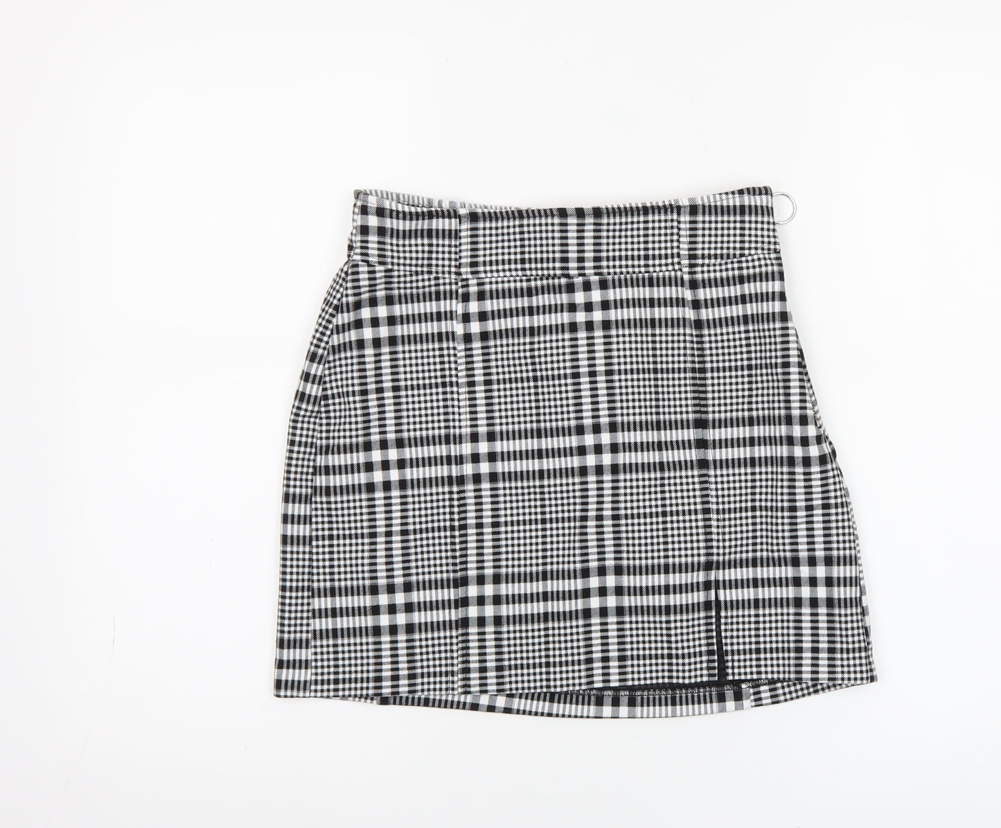 Bershka Women Black Check A-Line Short Skirt Size M