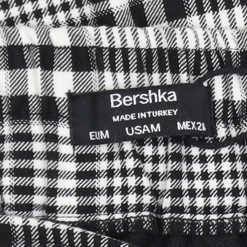 Bershka Women Black Check A-Line Short Skirt Size M