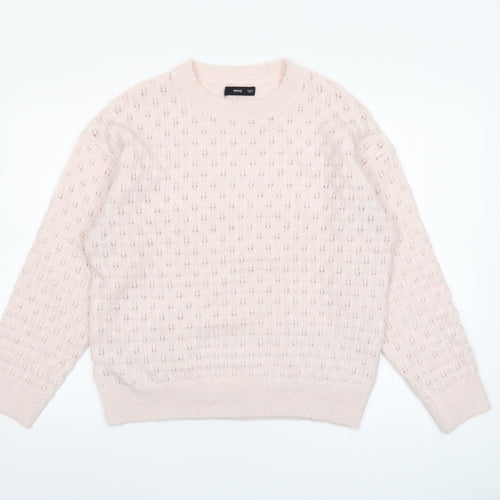 Mango Women’s Ivory Open-Knit Pullover Jumper Size L
