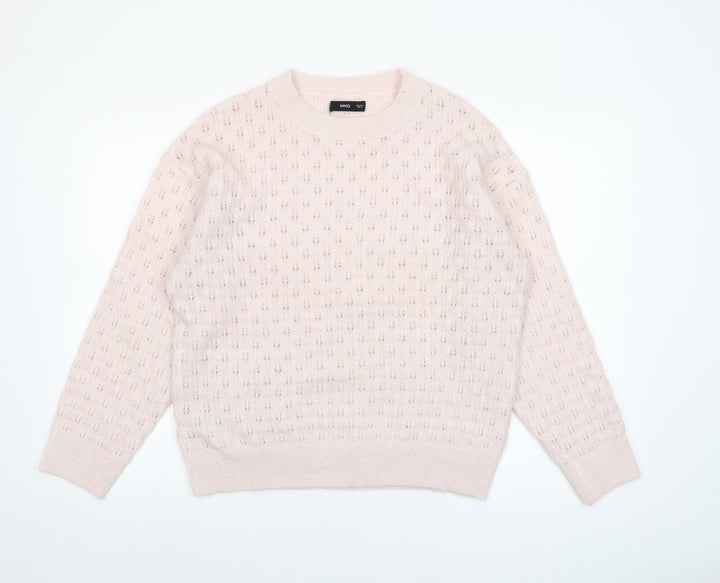 Mango Women’s Ivory Open-Knit Pullover Jumper Size L