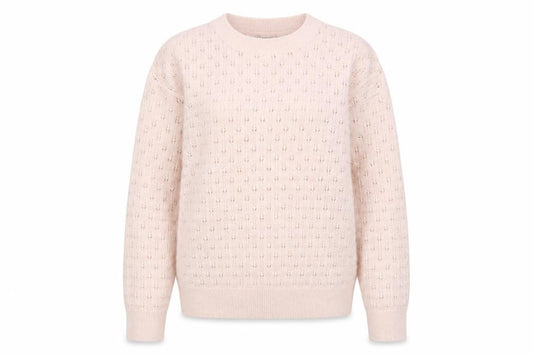 Front view of Mango Women’s Ivory Open-Knit jumper, size L