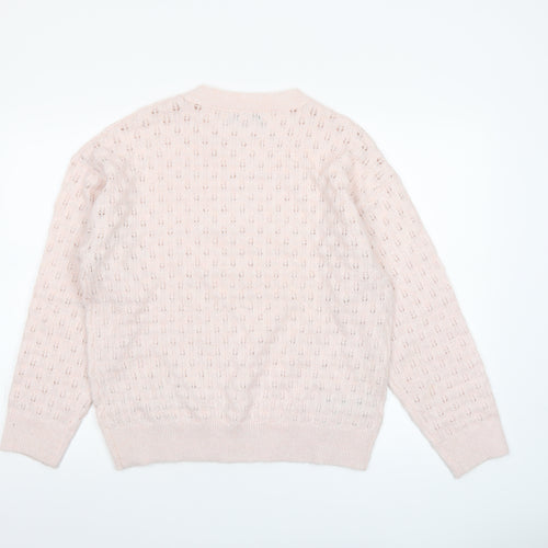 Mango Women’s Ivory Open-Knit Pullover Jumper Size L