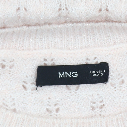 Mango Women’s Ivory Open-Knit Pullover Jumper Size L