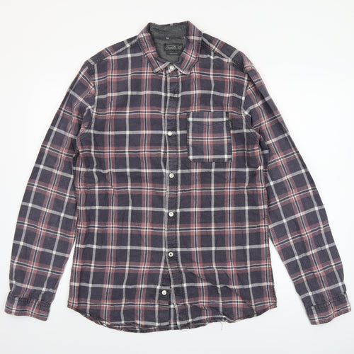 Jack & Jones Originals Men's Blue Checked Cotton Long Sleeve Shirt Large
