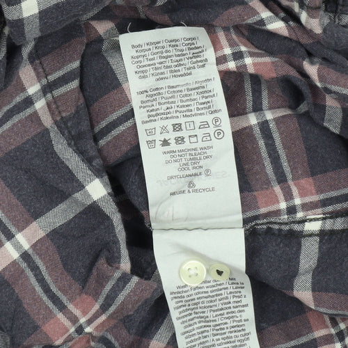 Jack & Jones Originals Men's Blue Checked Cotton Long Sleeve Shirt Large