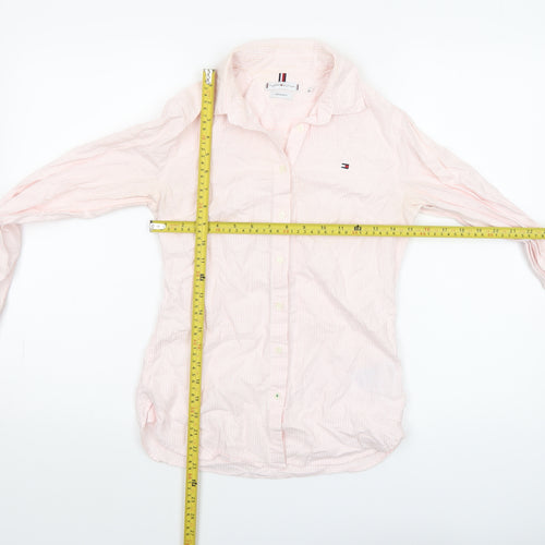 Tommy Hilfiger Women Pink Striped Button-Up Shirt Size 2 Regular Fit