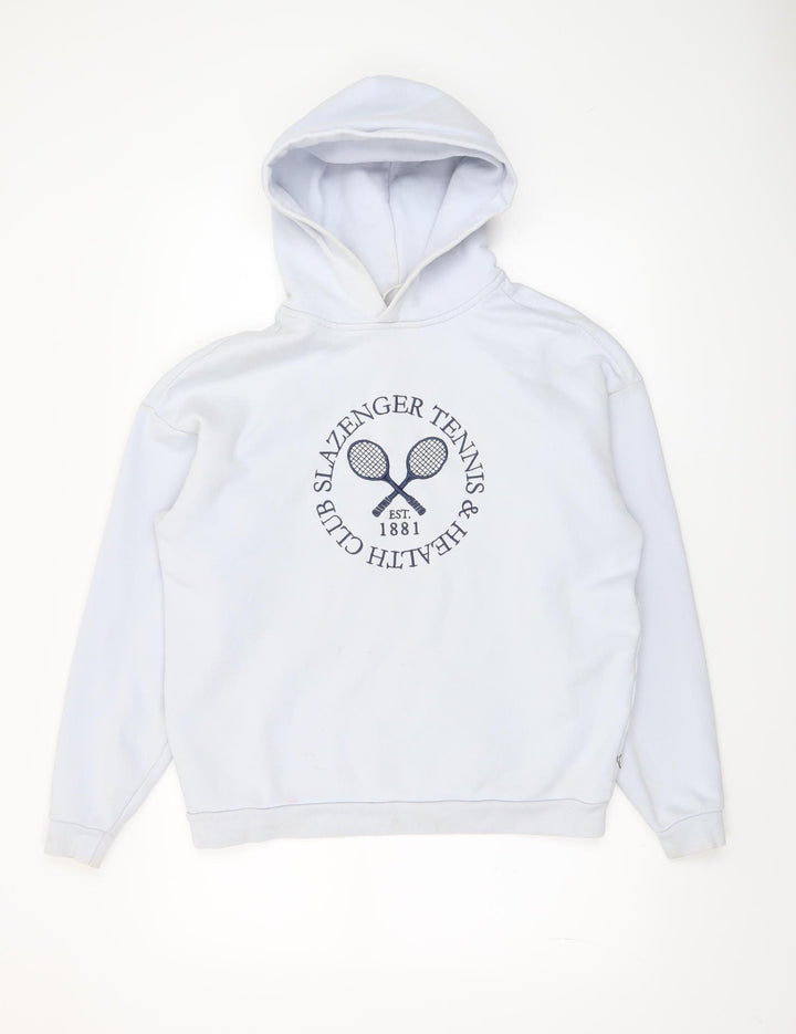 Slazenger Women's White Pullover Hoodie UK 8 Cotton Blend Tennis Print